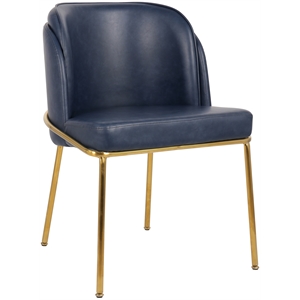 Maklaine Contemporary Navy Finish Vegan Leather Dining Chair - Set of 2