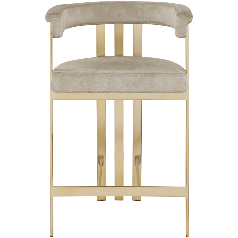 Maklaine Contemporary Soft High End Stone Velvet Counter Stool - Set of 2