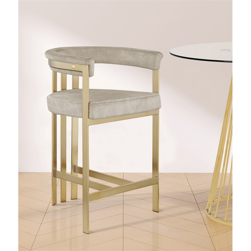 Maklaine Contemporary Soft High End Stone Velvet Counter Stool - Set of 2