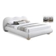 Maklaine Contemporary Boucle Fabric Full Bed in Cream Finish