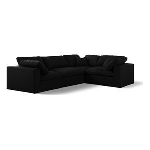 Maklaine 114&quot Linen Fabric Modular Sectional in Black Finish