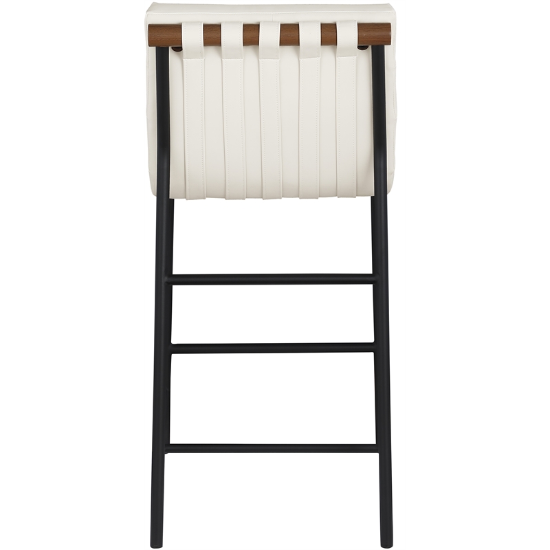 Maklaine Contemporary Soft Cream Vegan Leather Counter Stool