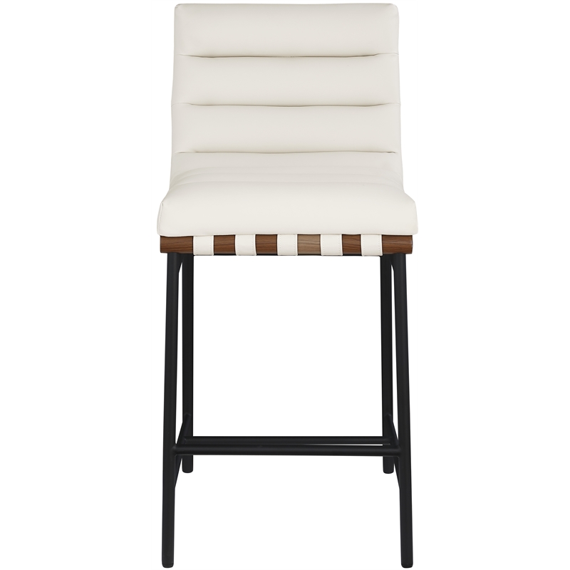 Maklaine Contemporary Soft Cream Vegan Leather Counter Stool
