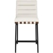Maklaine Contemporary Soft Cream Vegan Leather Counter Stool