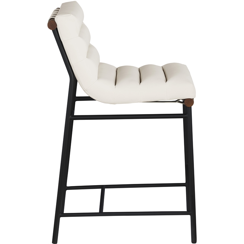 Maklaine Contemporary Soft Cream Vegan Leather Counter Stool