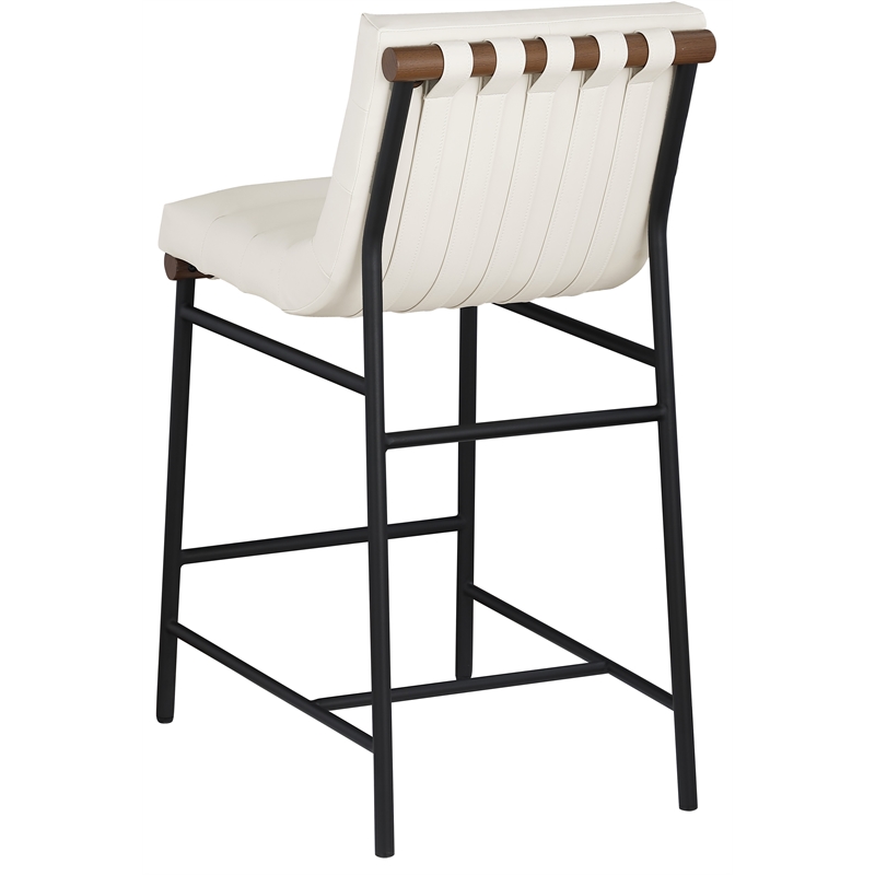 Maklaine Contemporary Soft Cream Vegan Leather Counter Stool