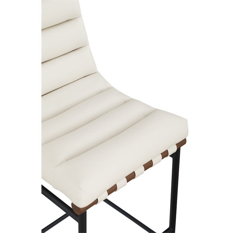 Maklaine Contemporary Soft Cream Vegan Leather Counter Stool