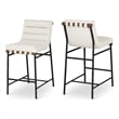 Maklaine Contemporary Soft Cream Vegan Leather Counter Stool