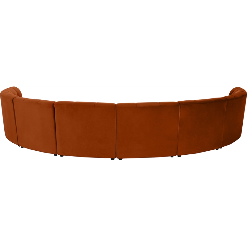 Maklaine Cognac Velvet Upholstered Modular 8 Piece Sectional