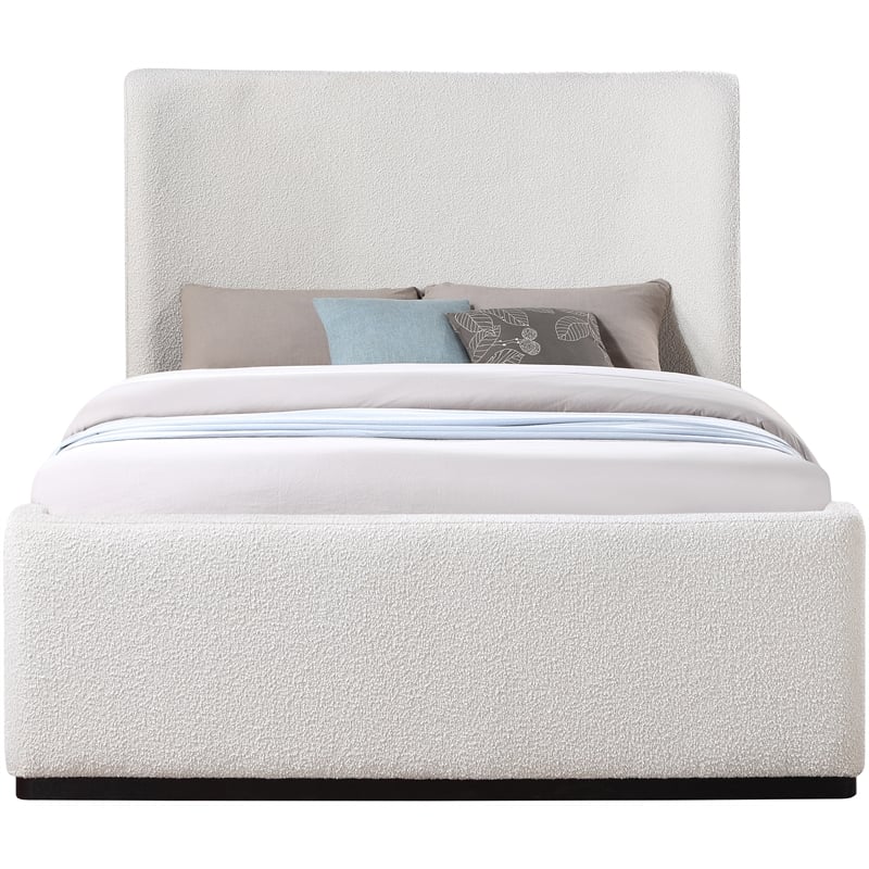 Maklaine Contemporary Soft Rich Cream Finish Fabric Queen Bed