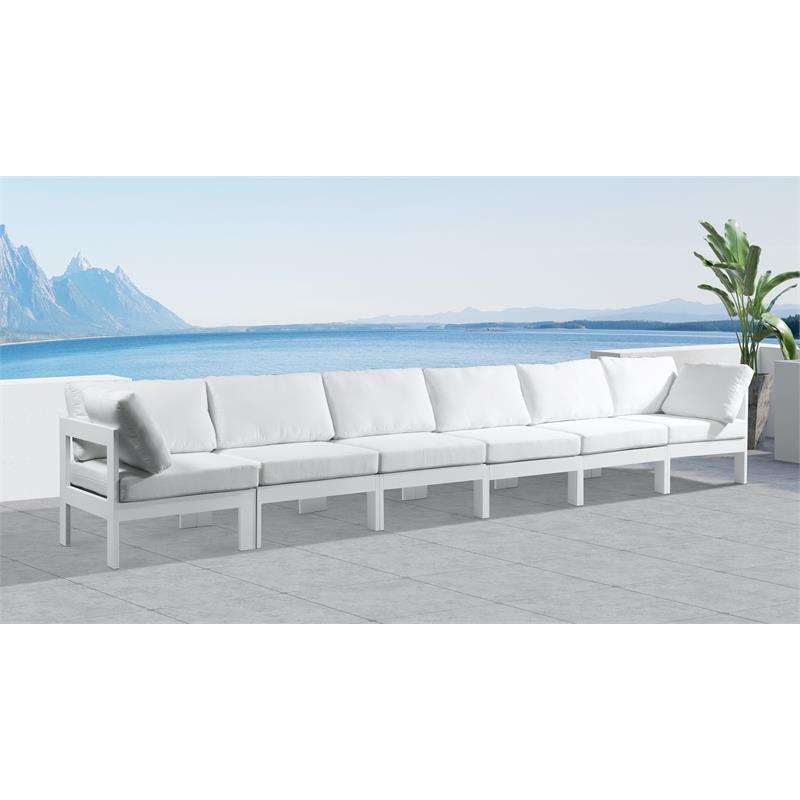 Maklaine Contemporary White Finish Outdoor Patio Modular Sofa