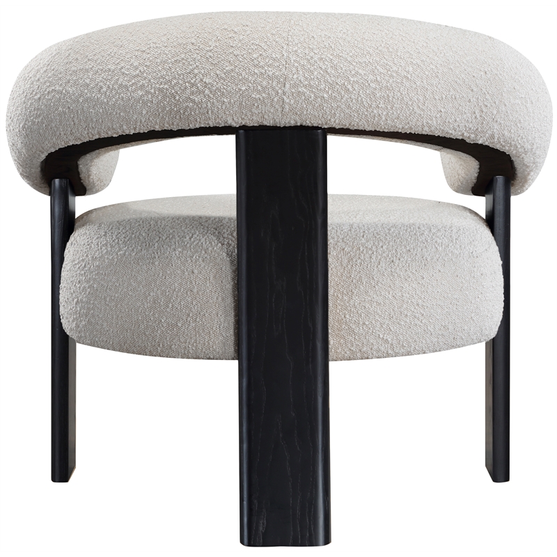 Maklaine Contemporary Cream Finish Boucle Fabric Accent Chair