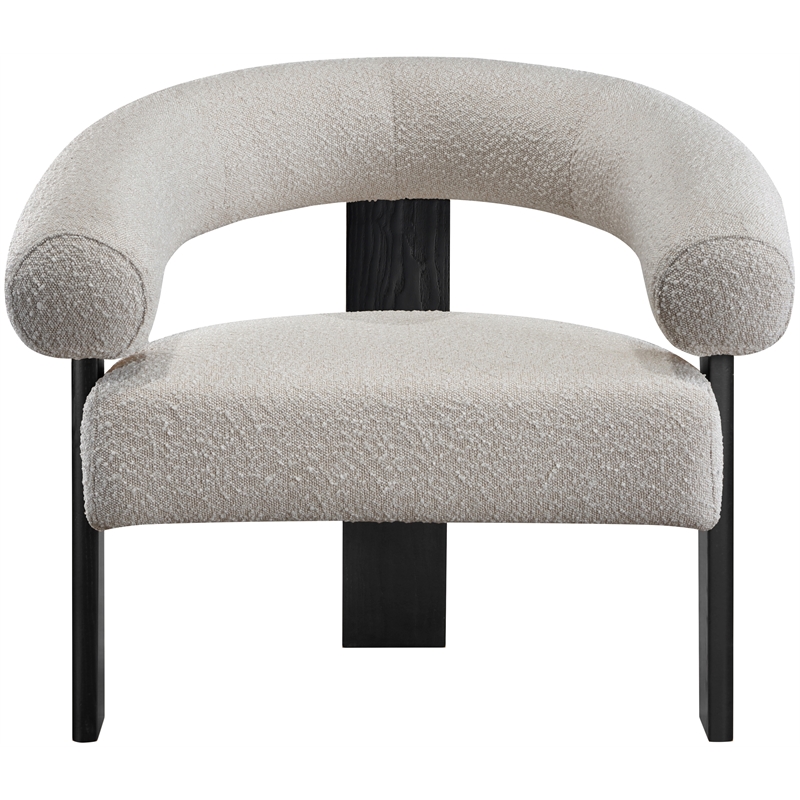 Maklaine Contemporary Cream Finish Boucle Fabric Accent Chair