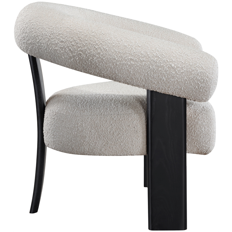 Maklaine Contemporary Cream Finish Boucle Fabric Accent Chair