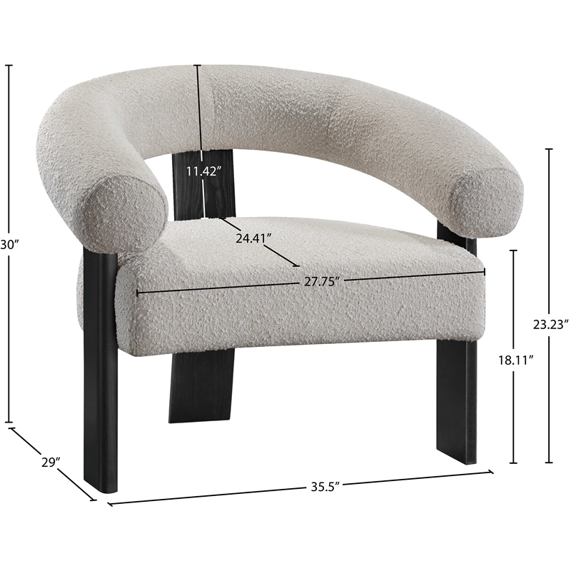 Maklaine Contemporary Cream Finish Boucle Fabric Accent Chair