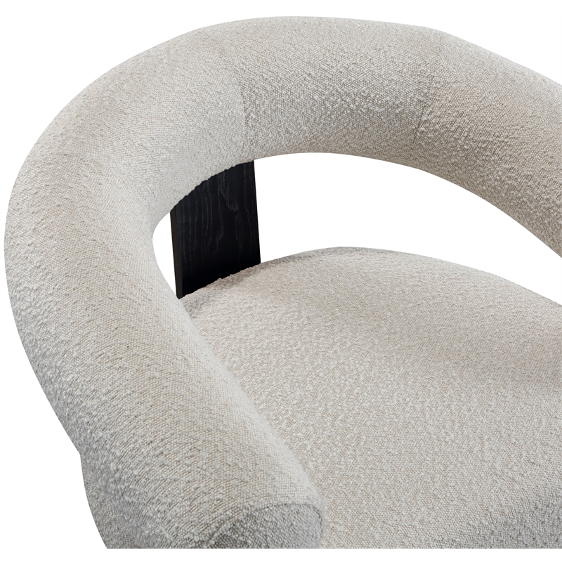Maklaine Contemporary Cream Finish Boucle Fabric Accent Chair