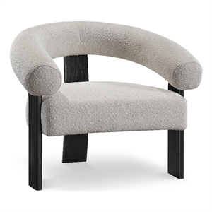 Maklaine Contemporary Cream Finish Boucle Fabric Accent Chair