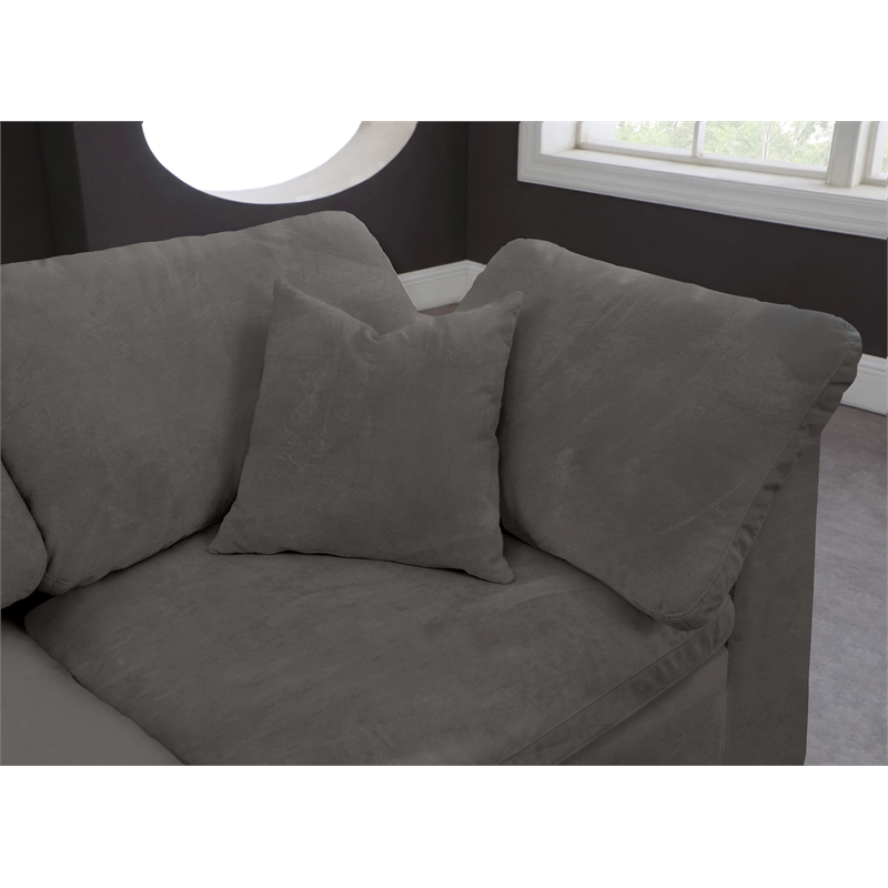 Maklaine Contemporary Velvet Modular Sectional in Gray Finish