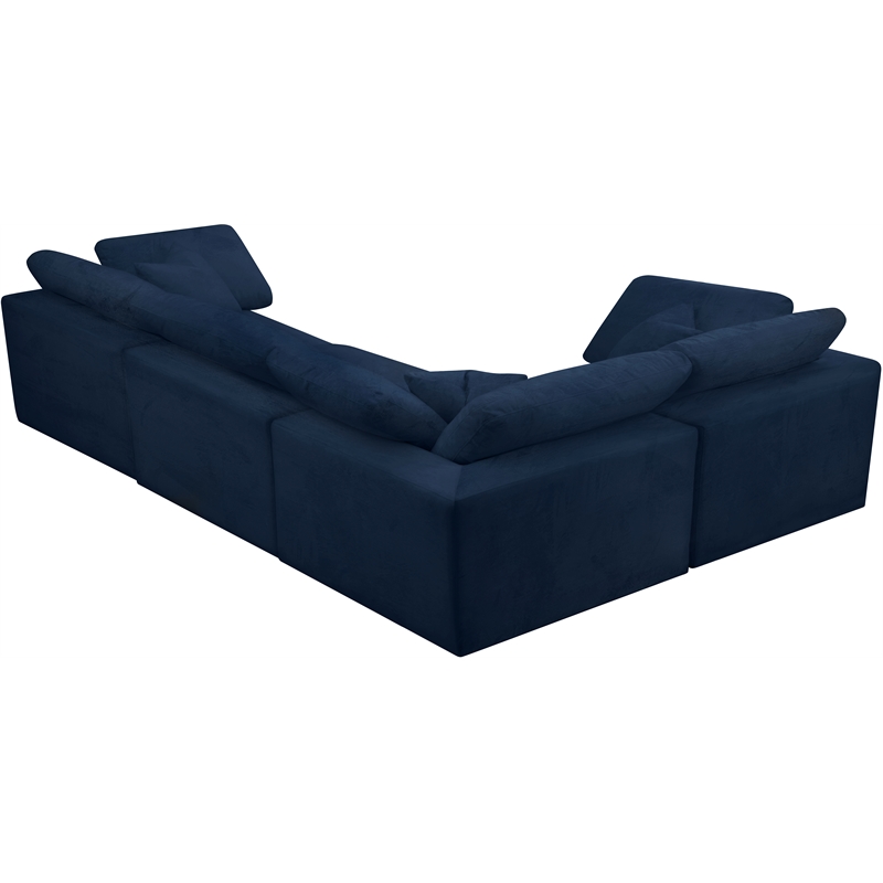 Maklaine Contemporary Velvet Modular Sectional in Navy Finish