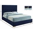 Maklaine Navy Velvet Queen Bed with Gold/Chrome Legs Included