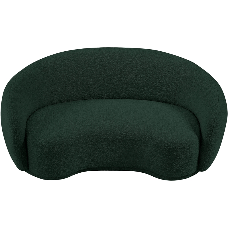 Maklaine Contemporary Rich Green Finish Boucle Fabric Loveseat