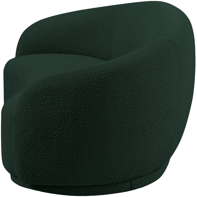 Maklaine Contemporary Rich Green Finish Boucle Fabric Loveseat