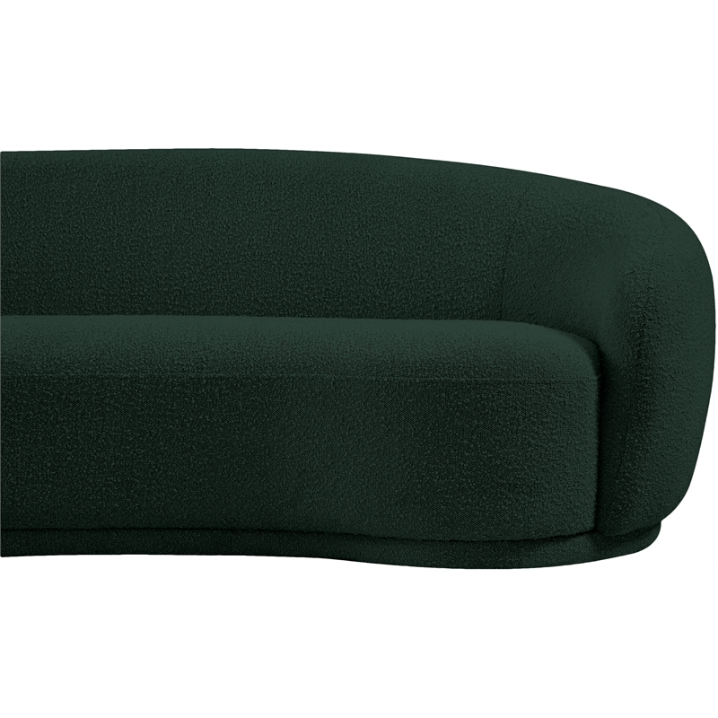 Maklaine Contemporary Rich Green Finish Boucle Fabric Loveseat