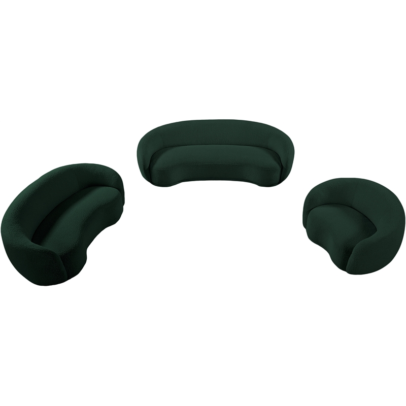 Maklaine Contemporary Rich Green Finish Boucle Fabric Loveseat