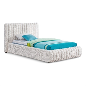 Maklaine Contemporary Rich Cream Finish Boucle Fabric Twin Bed