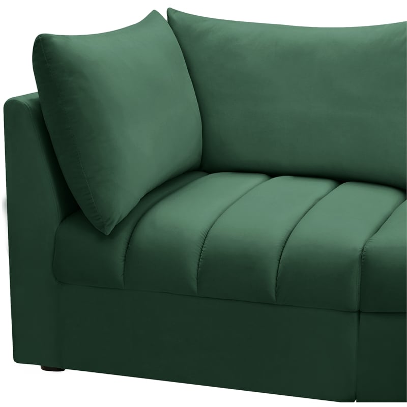 Maklaine Contemporary Velvet Modular Sectional in Green Finish