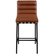 Maklaine Contemporary Vegan Leather Bar Stool in Cognac Finish