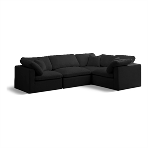 Maklaine Contemporary Velvet Modular Sectional in Black Finish