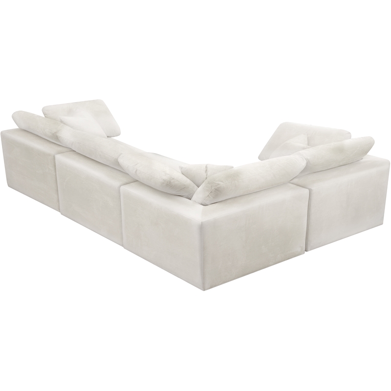 Maklaine Contemporary Velvet Modular Sectional in Cream Finish