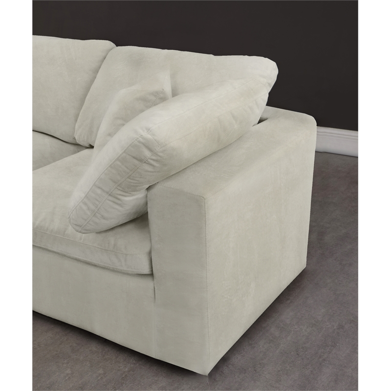 Maklaine Contemporary Velvet Modular Sectional in Cream Finish