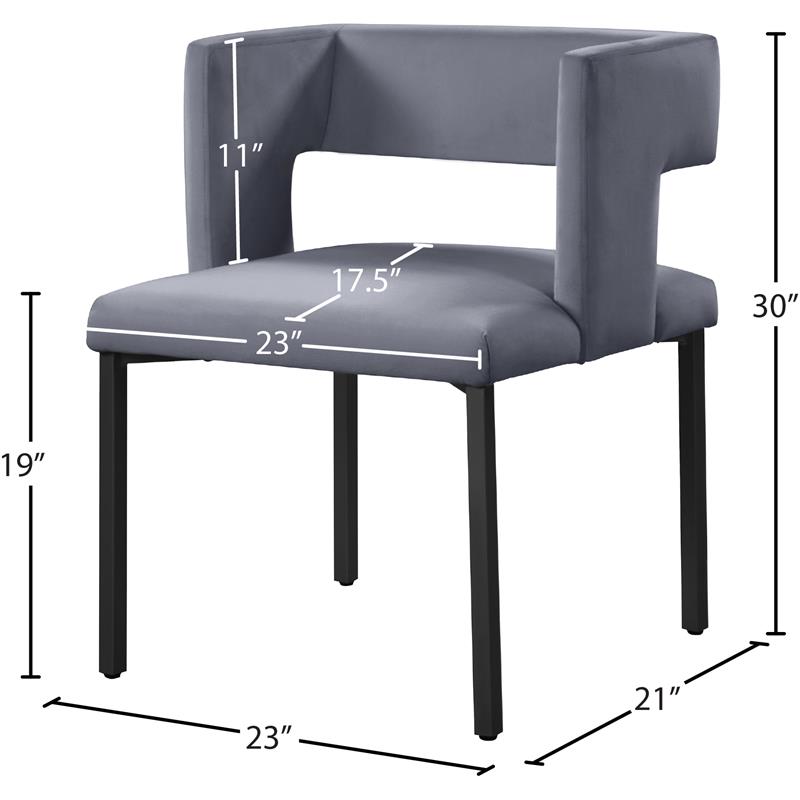 Maklaine Contemporary Soft Gray Velvet Dining Chair (Set of 2)