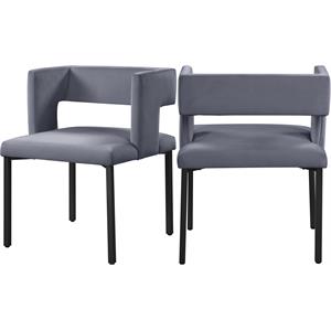 maklaine contemporary soft gray velvet dining chair (set of 2)