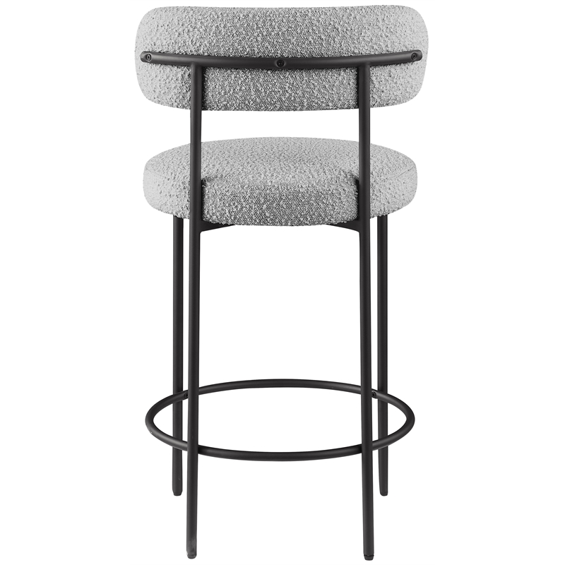 Maklaine Contemporary Rich Gray Boucle Fabric Stool (Set of 2)