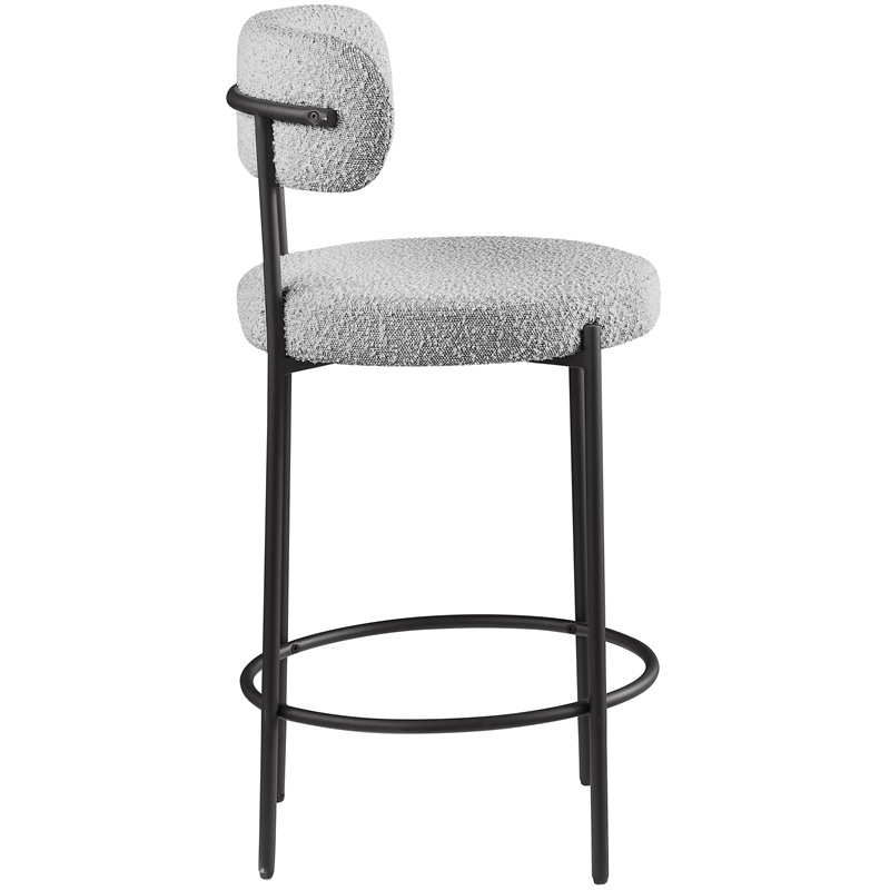 Maklaine Contemporary Rich Gray Boucle Fabric Stool (Set of 2)