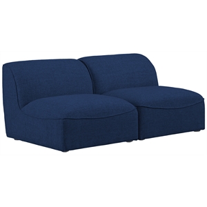 Maklaine Contemporary Navy Durable Linen Textured Modular Sofa