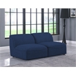 Maklaine Contemporary Navy Durable Linen Textured Modular Sofa