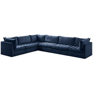 Maklaine Contemporary Soft Navy Finish Velvet Modular Sectional