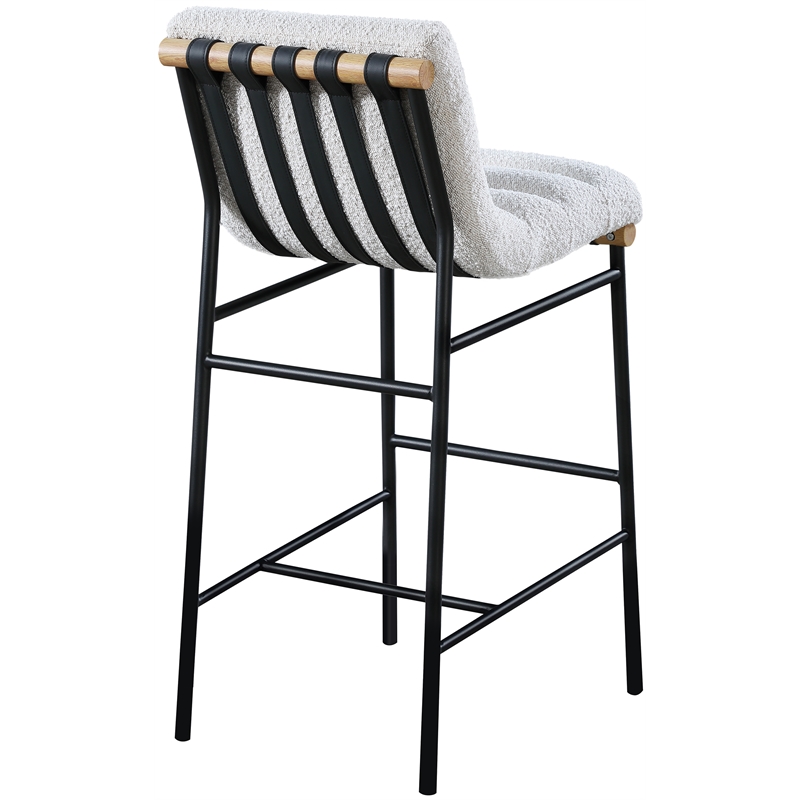 Maklaine Contemporary Rich Cream Finish Boucle Fabric Bar Stool