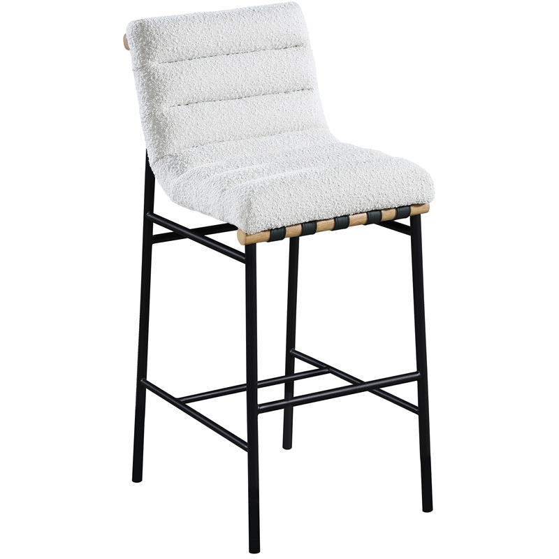 Maklaine Contemporary Rich Cream Finish Boucle Fabric Bar Stool