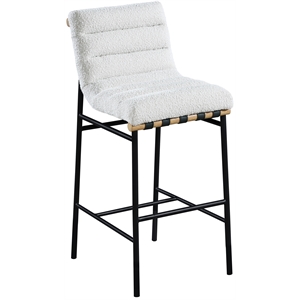 Maklaine Contemporary Rich Cream Finish Boucle Fabric Bar Stool