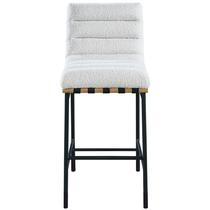 Maklaine Contemporary Rich Cream Finish Boucle Fabric Bar Stool