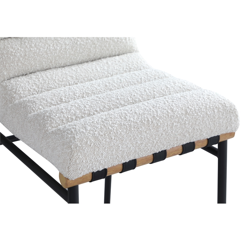 Maklaine Contemporary Rich Cream Finish Boucle Fabric Bar Stool