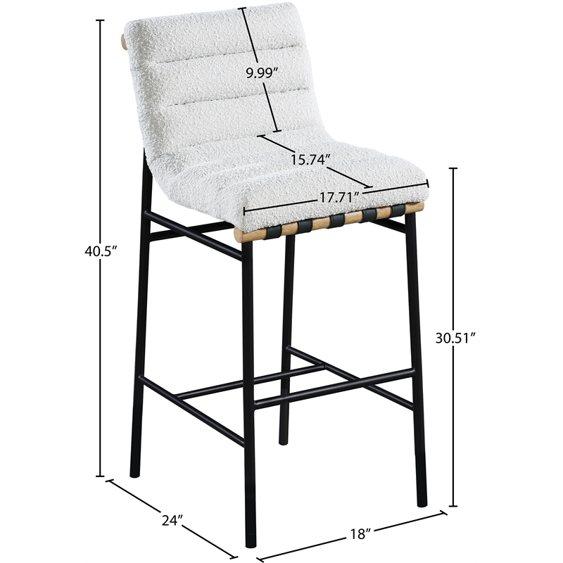 Maklaine Contemporary Rich Cream Finish Boucle Fabric Bar Stool