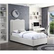 Maklaine Contemporary Rich Cream Linen Textured Fabric Twin Bed