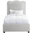 Maklaine Contemporary Rich Cream Linen Textured Fabric Twin Bed