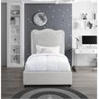 Maklaine Contemporary Rich Cream Linen Textured Fabric Twin Bed